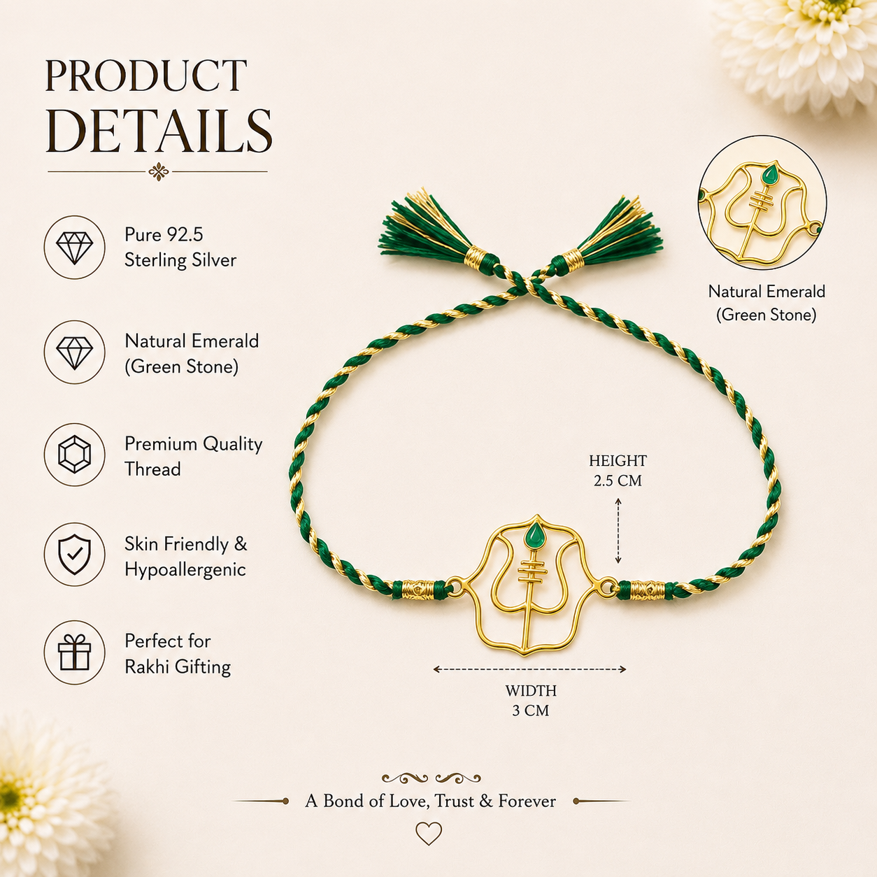 Aadiyogi x Emerald Rakhi 925
