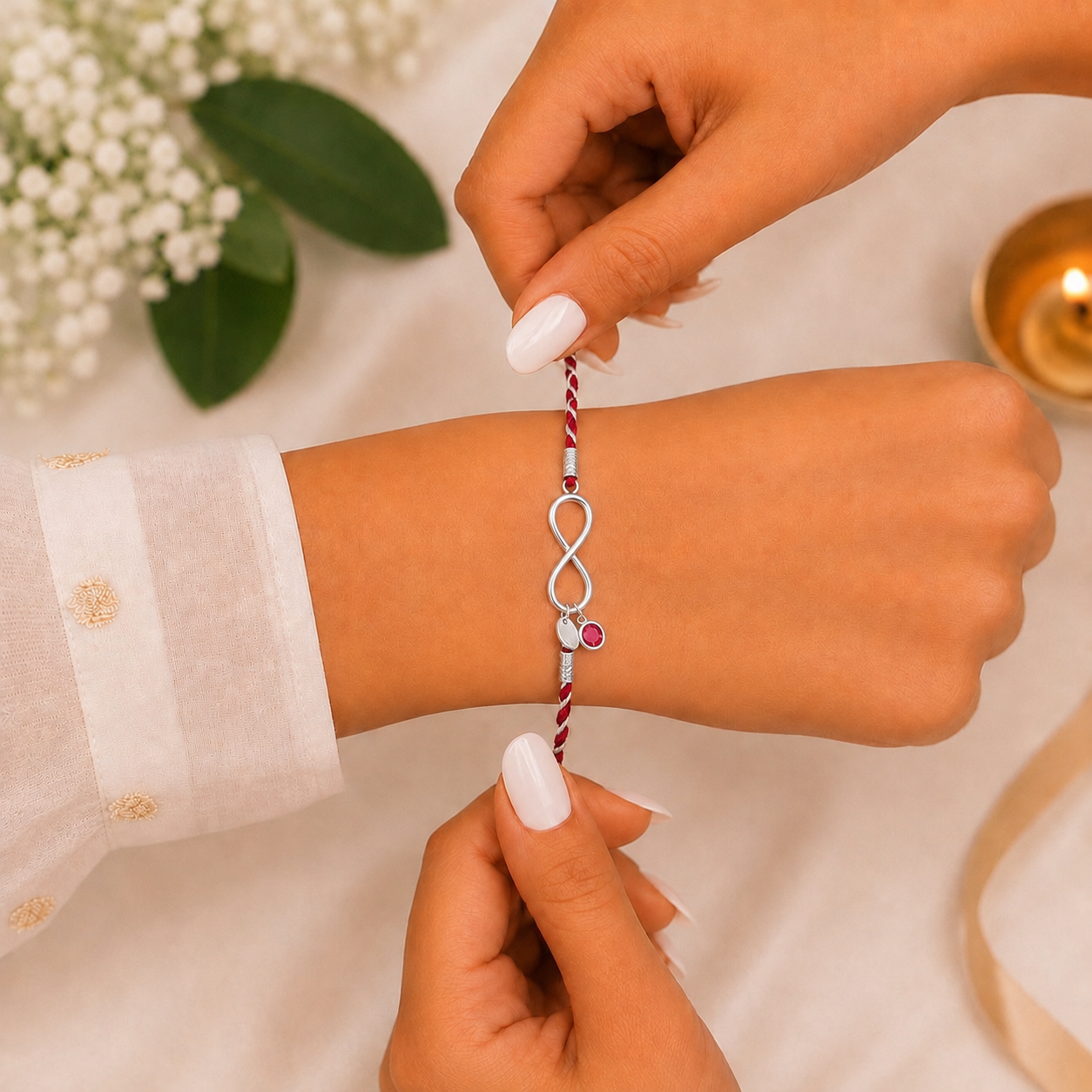 Infinity Ruby 925 Silver Rakhi