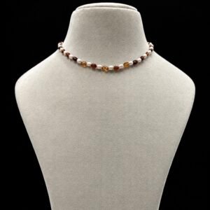 Natural Hessonite X Pearl Necklace