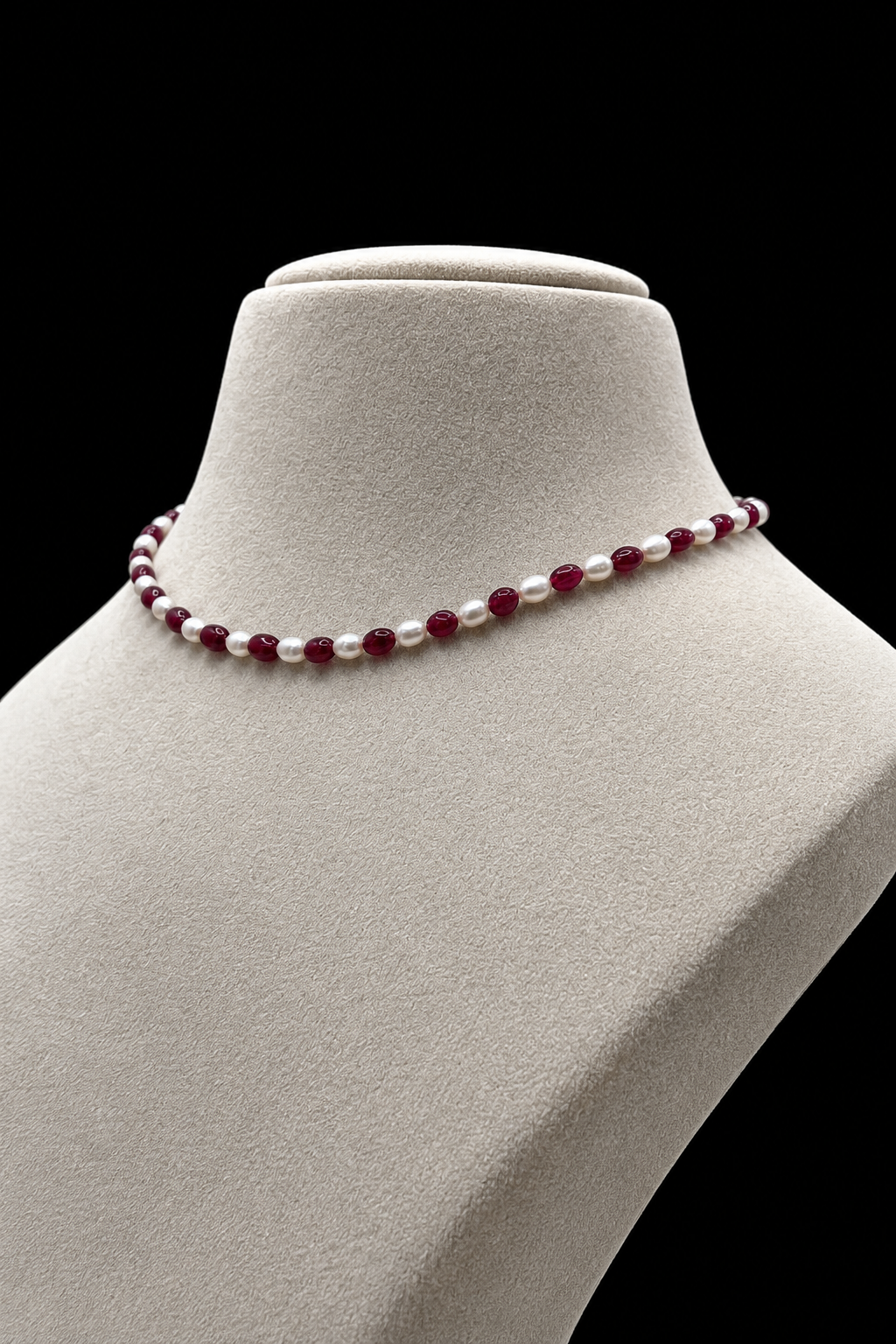 Natural Ruby X Pearl Necklace